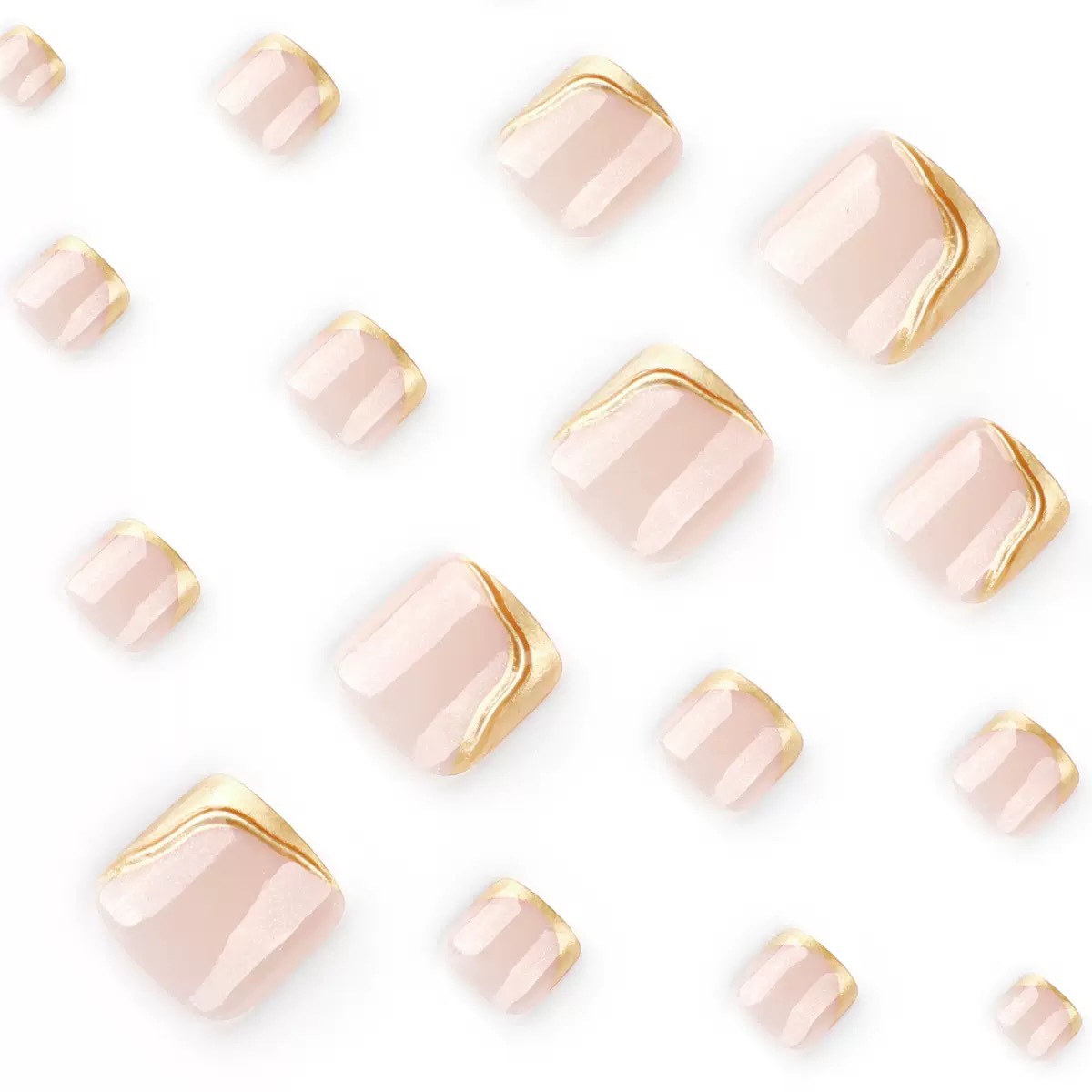 3D Gold French Tips Toe Nails