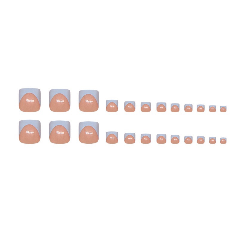 Grey Blue French Tips Toe Nails