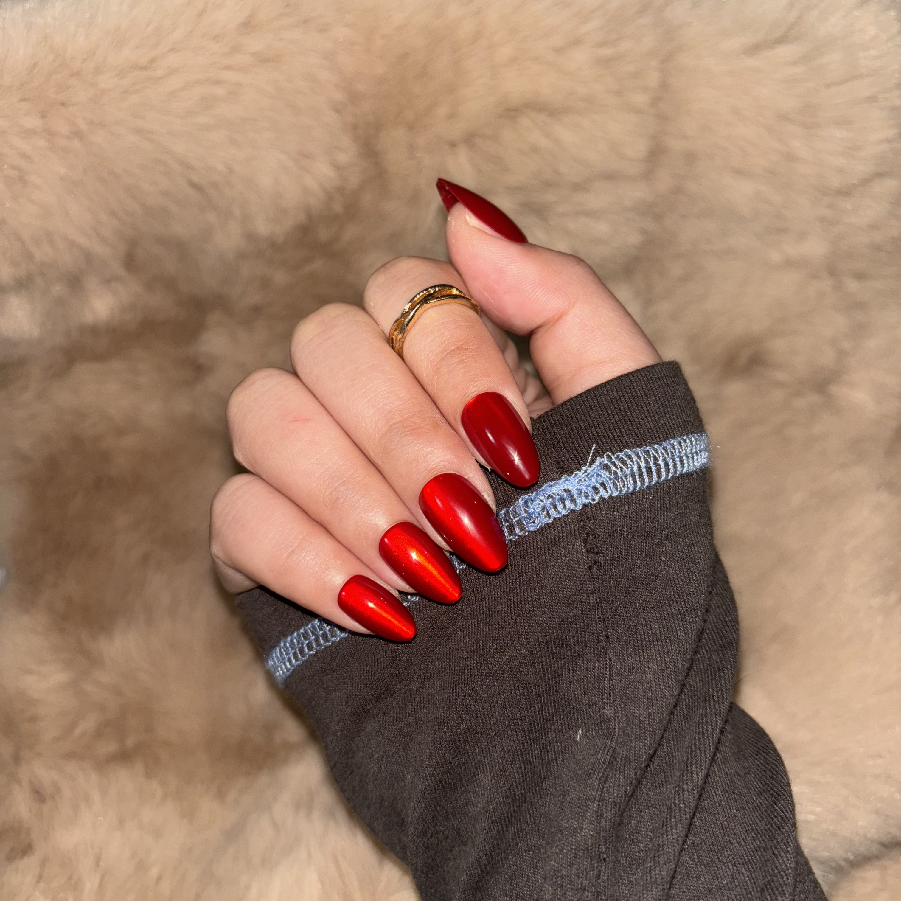 Wine Almond Medium Nails 30Pcs