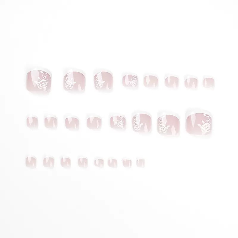 White Rose Toe Nails