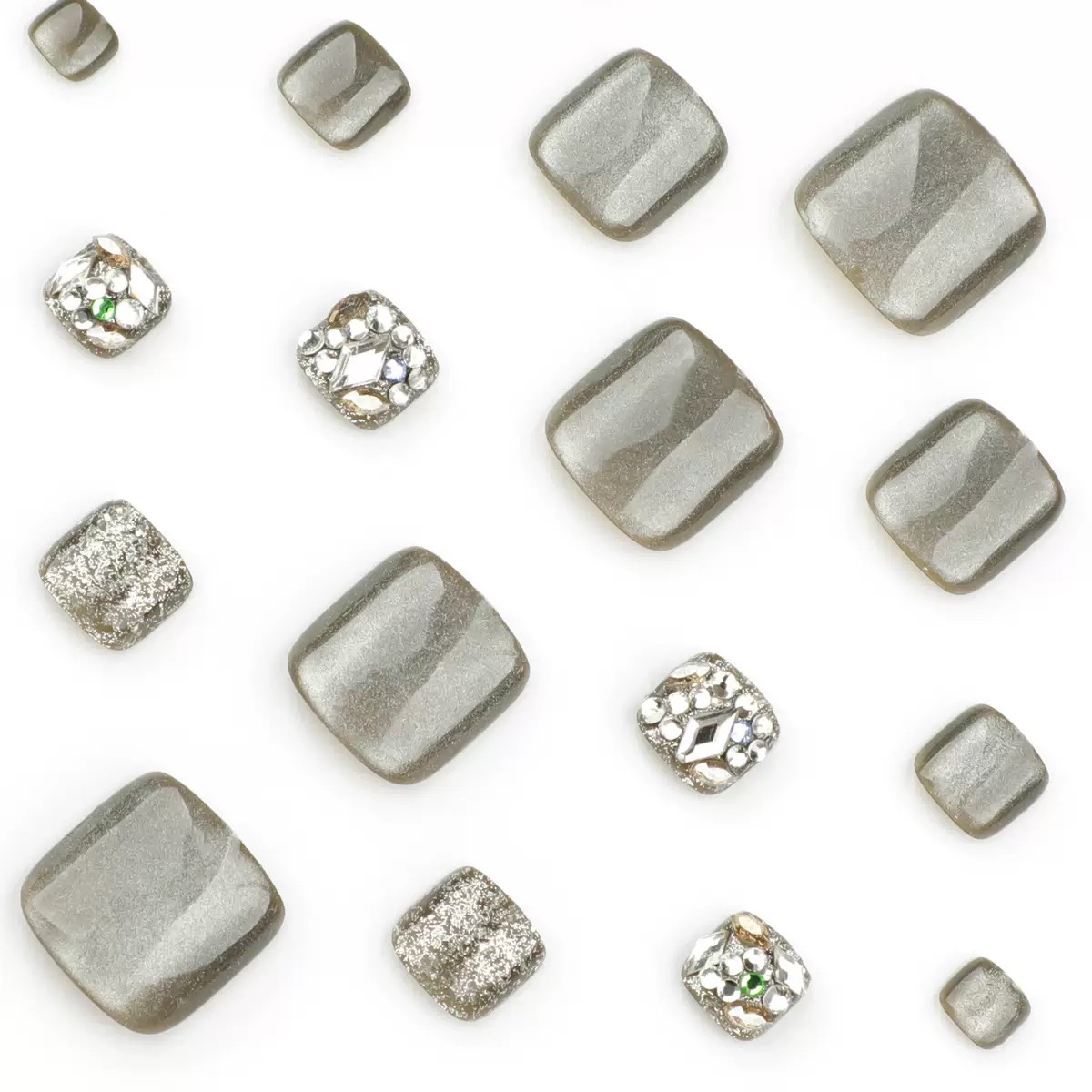 Glitter Grey Toe Nails