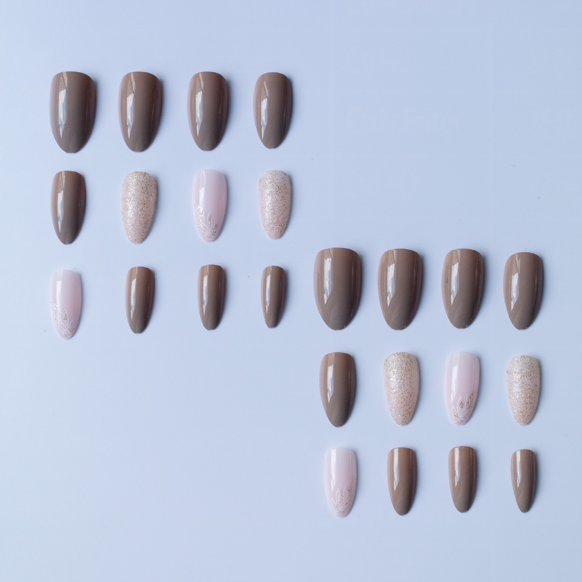 Brown Feather Medium Nails