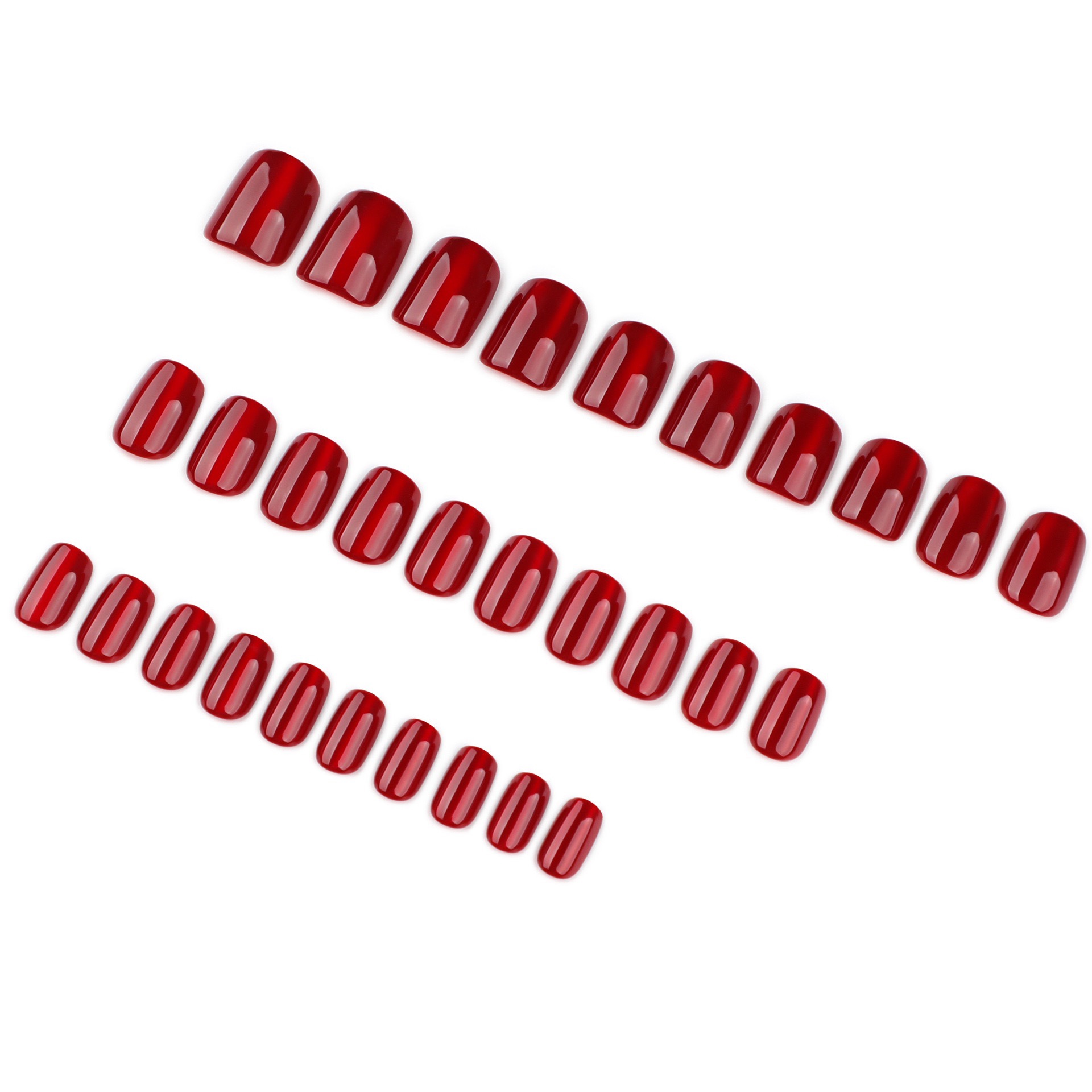 Red Cat Eyes Short Nails