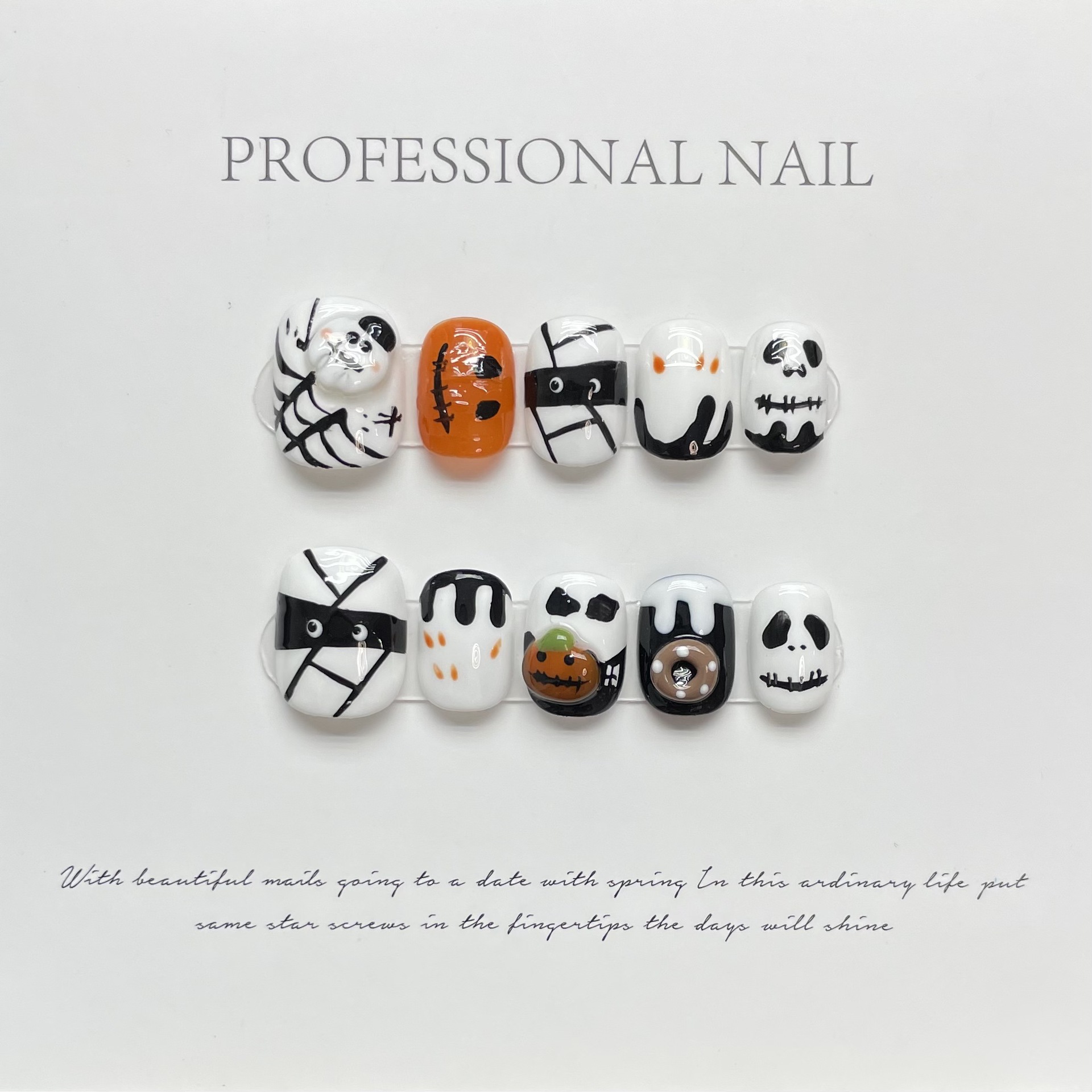 Halloween Pumpkin Handmade Nails