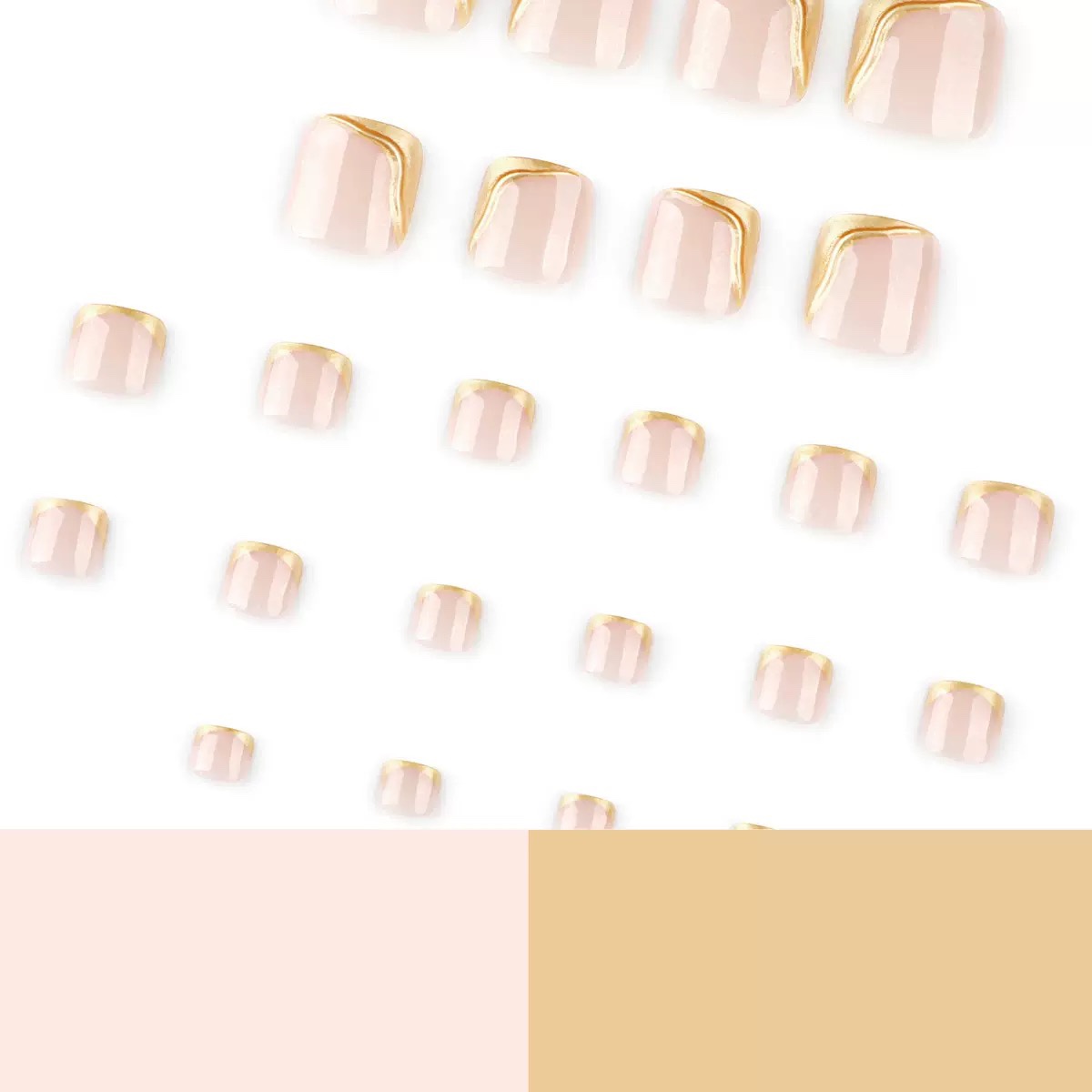 3D Gold French Tips Toe Nails