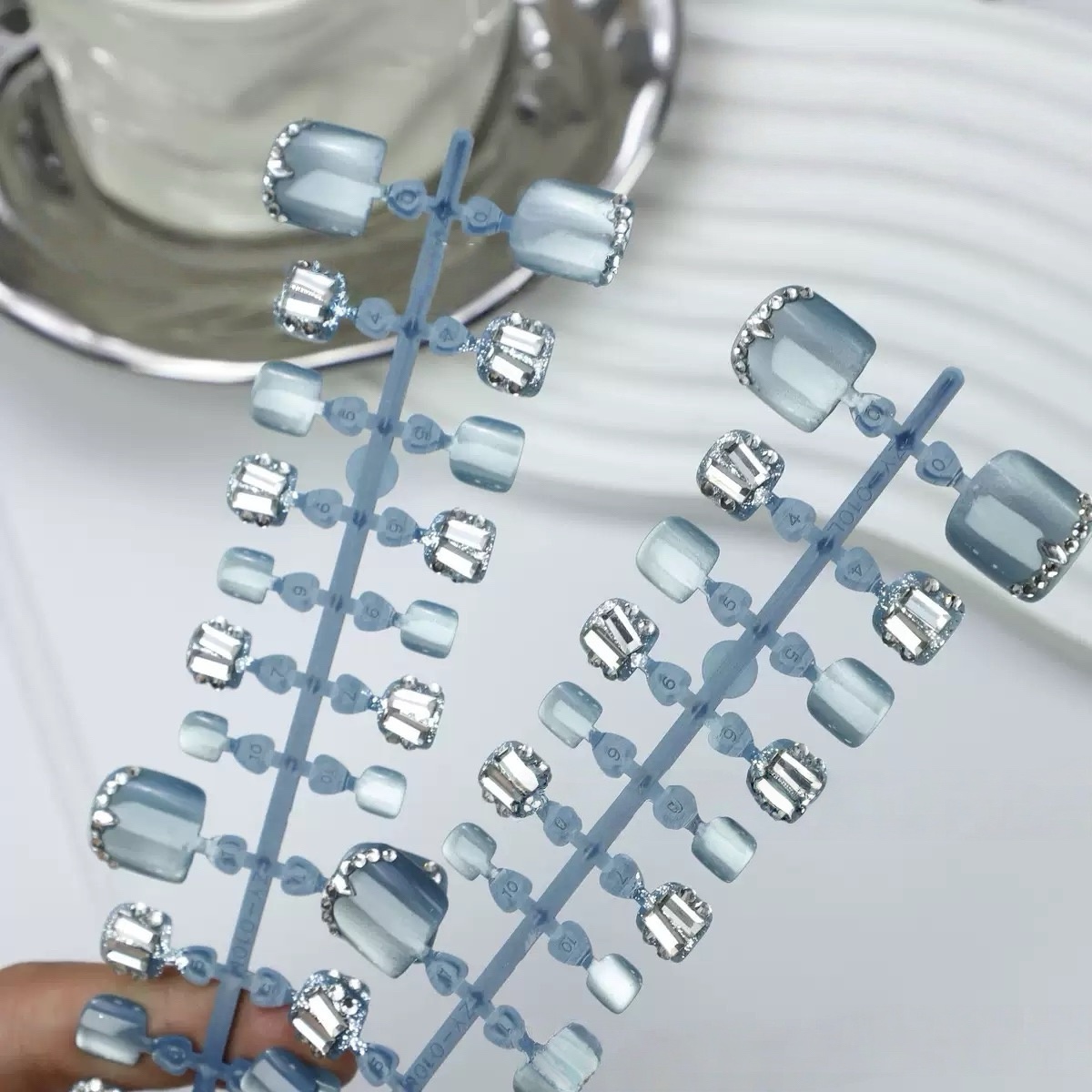 Ocean Blue Press on Toenails 42pcs