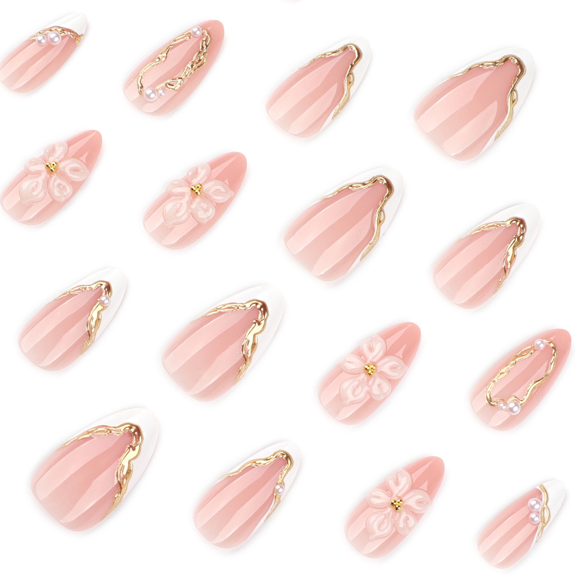 3D Golden Line Medium Nails