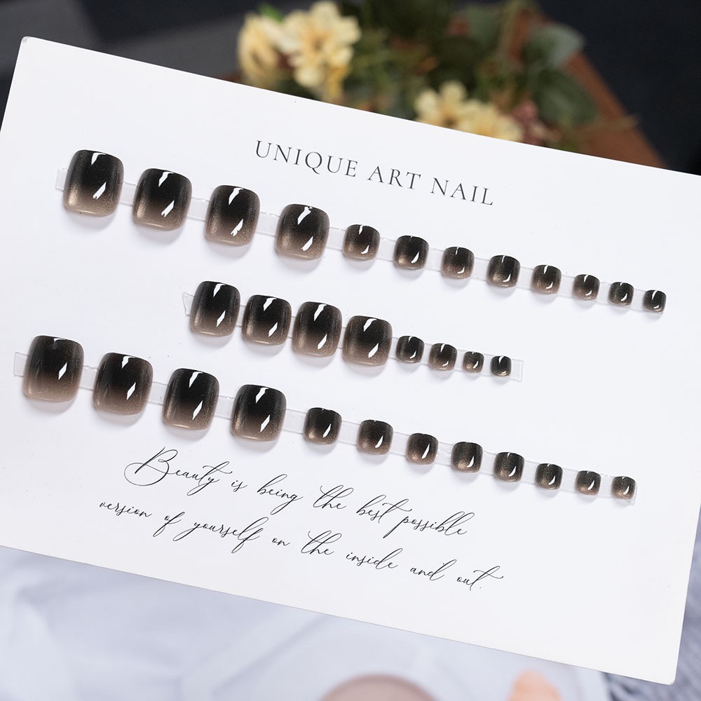 Ombré Black Cat Eyes Toe Nails 32pcs