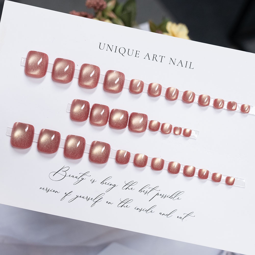 Glitter Coral Pink Toe Nails 32pcs
