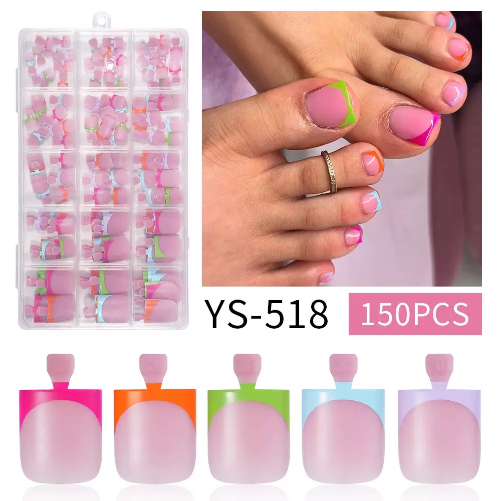 Rainbow Short Square Toe Nails Pro-Tips 150pcs