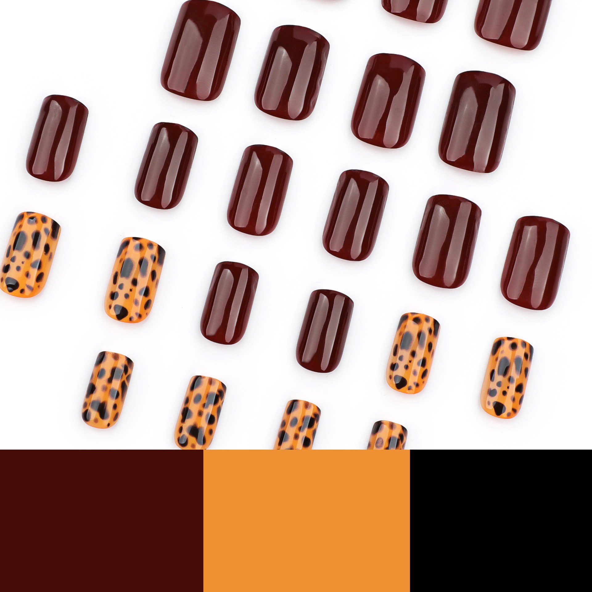Brown Leopard Short Nails