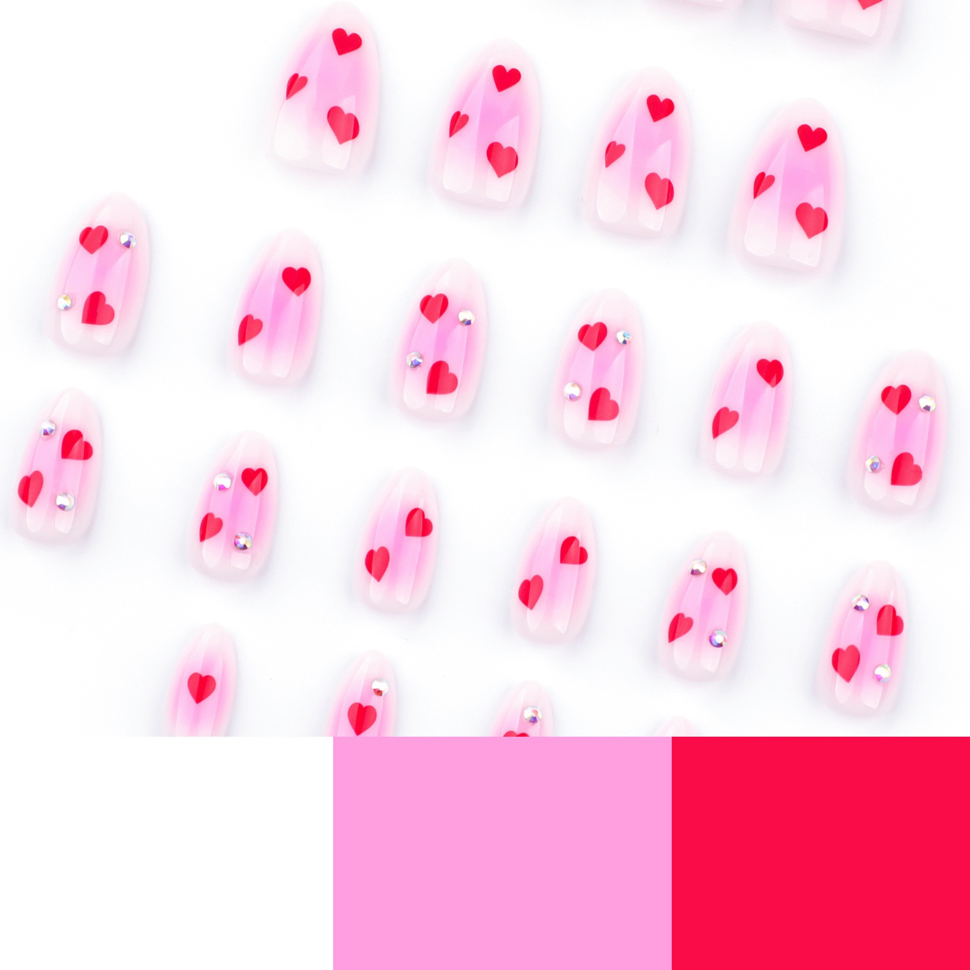 Blushes Love heart valentine’s Day Medium Nails