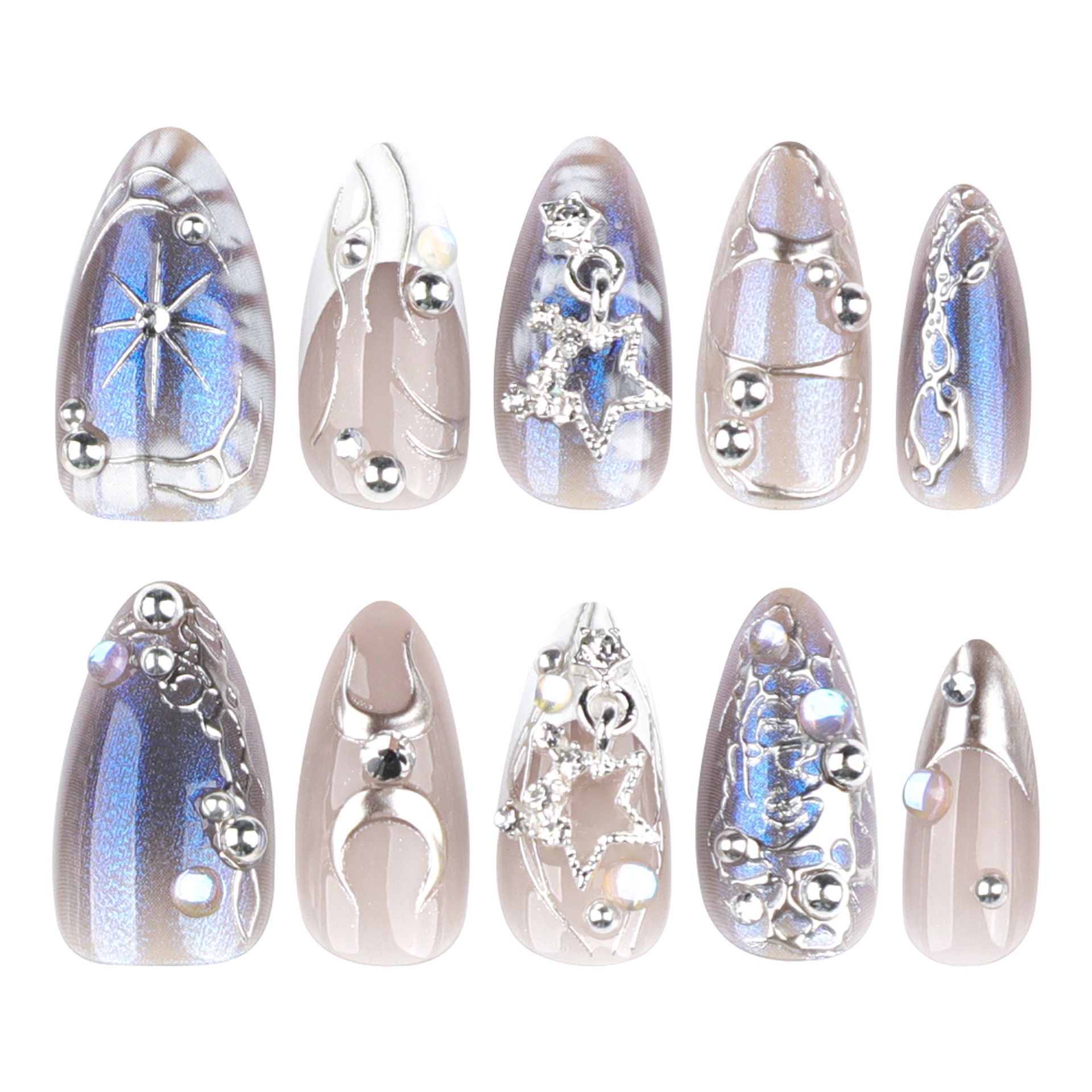 3D Metallic liquid Medium Nails