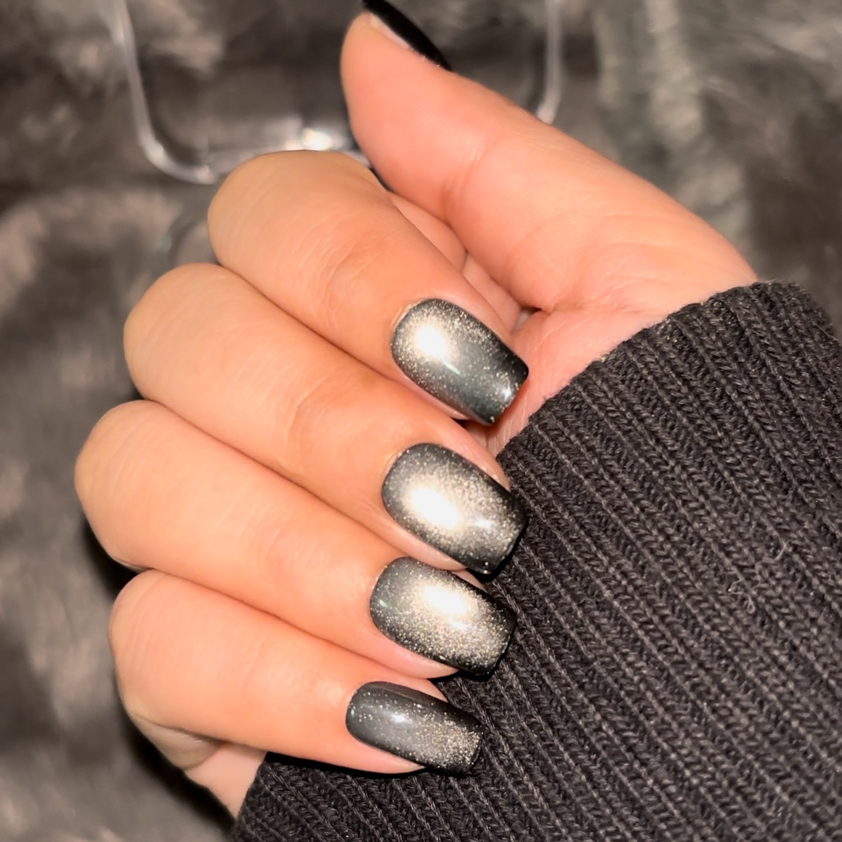 Black Cat Eyes Short Nails 30Pcs