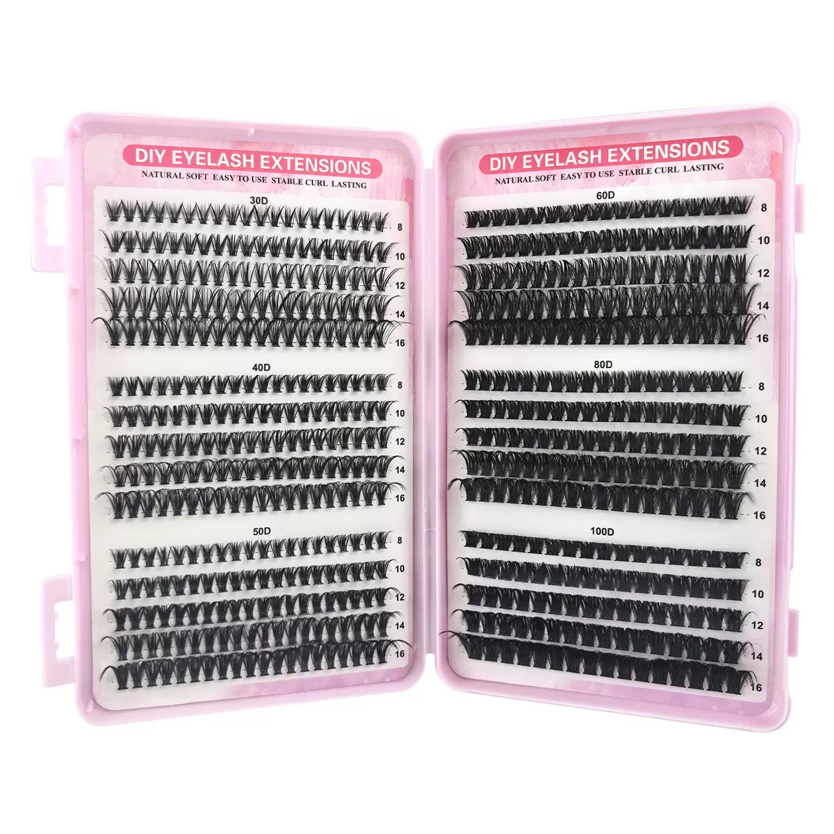 Natural eyelash book mixed with thick three- dimensional hard-stem false eyelashes