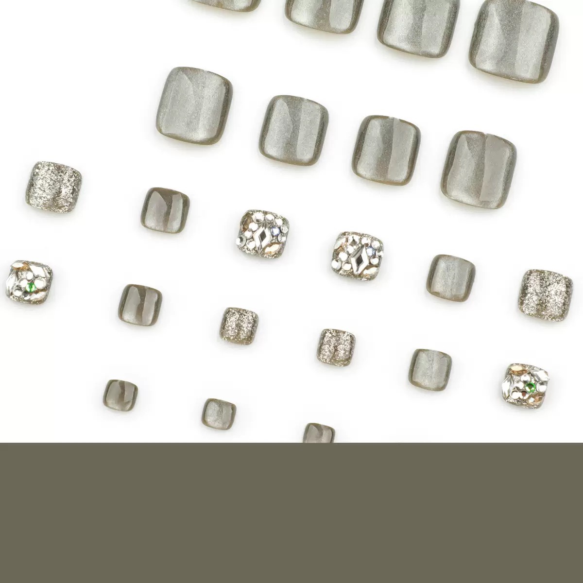 Glitter Grey Toe Nails