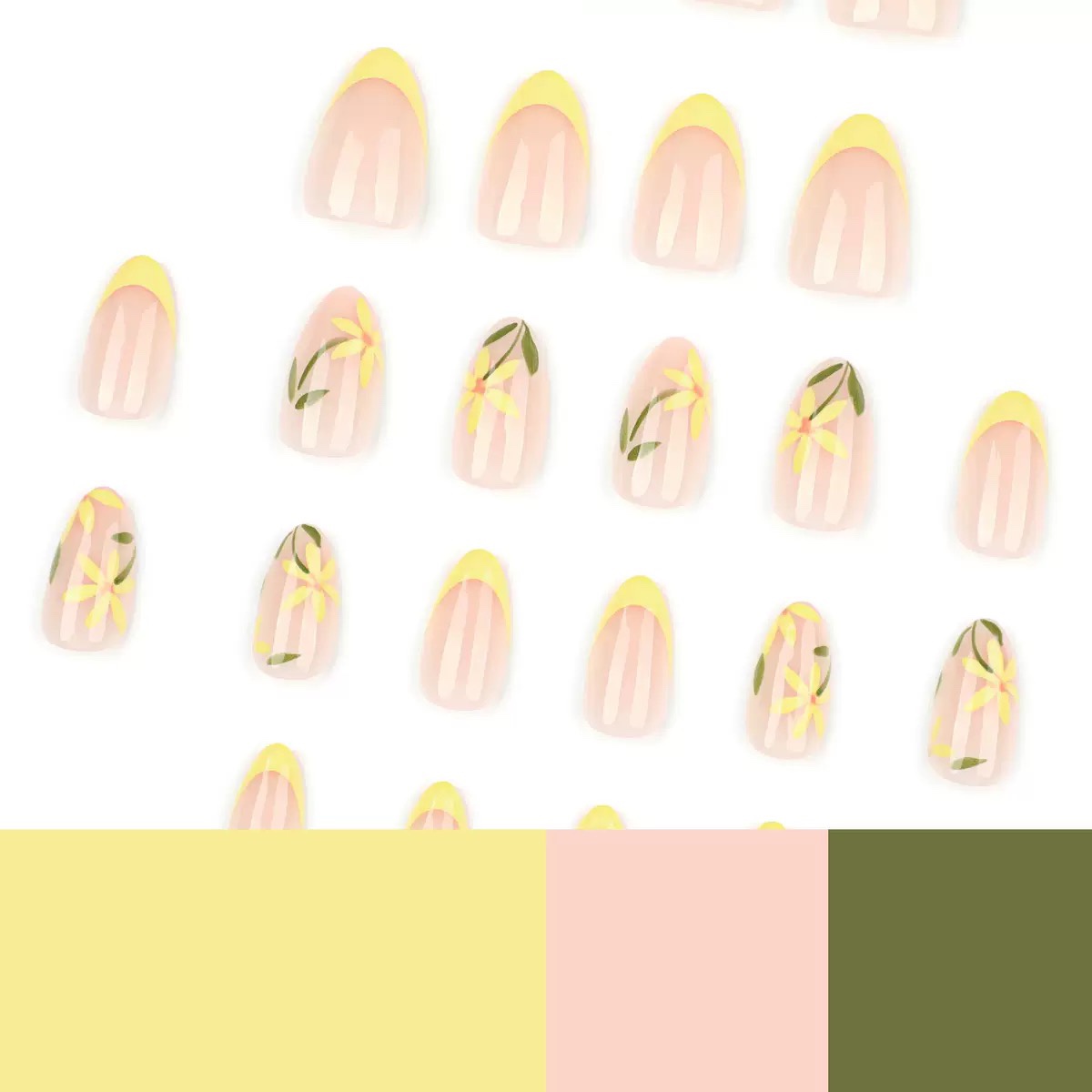 Yellow Flower Medium Nails