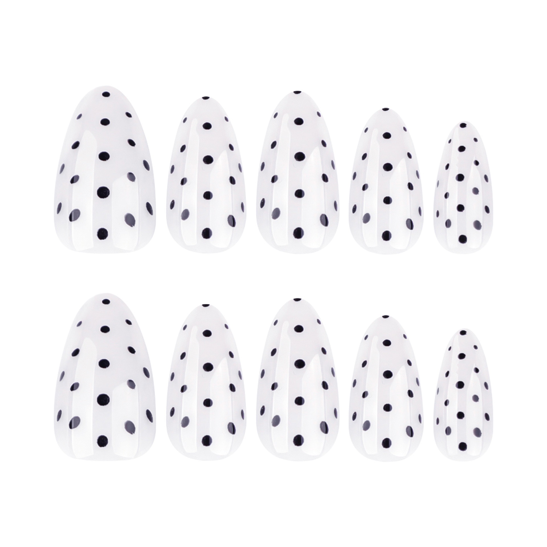 Black Polka Dots Medium Nails