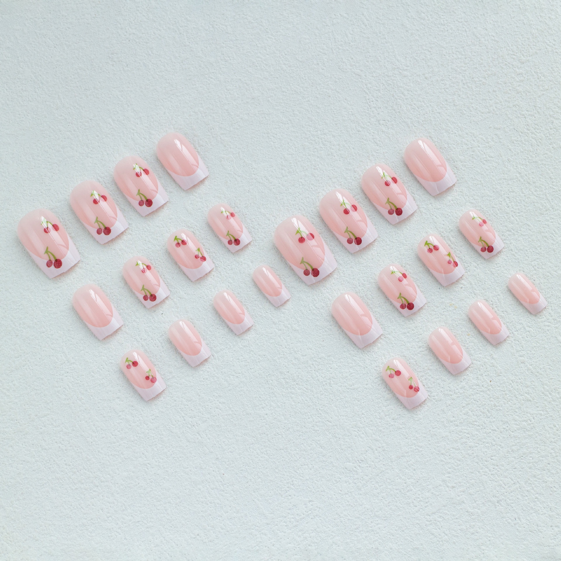 Cherry French tips medium nails