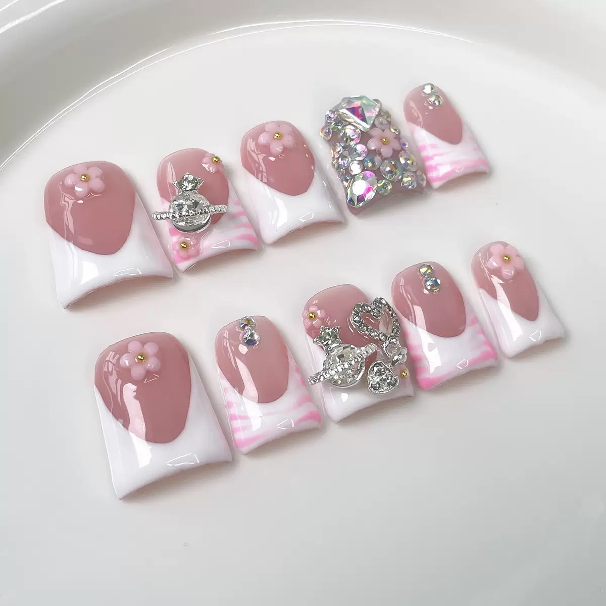 Pink Dress Duck Handmade Nails