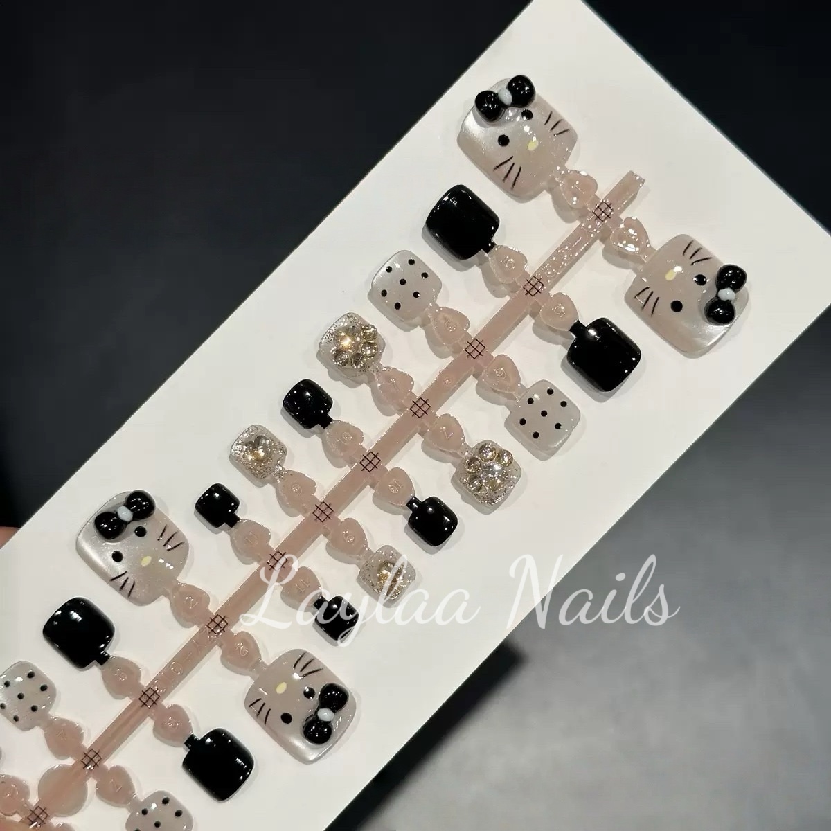 Black Kitty Hands & Toe Nails set 36pcs