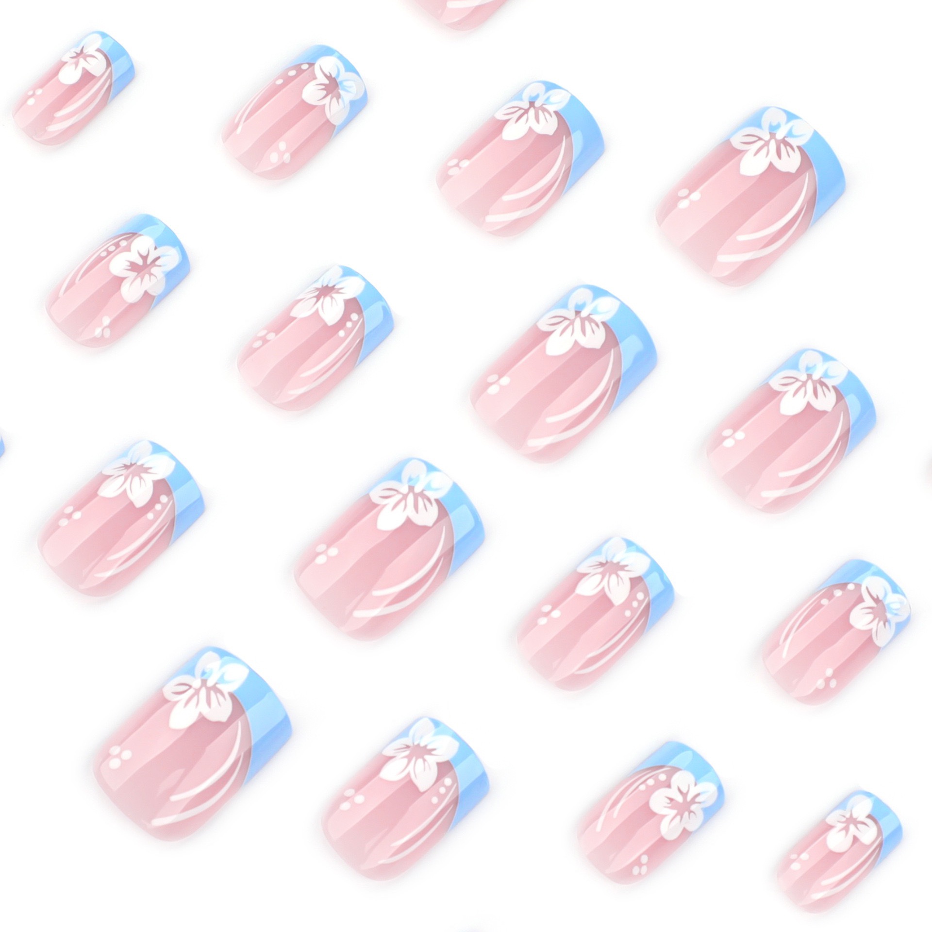 Buttercup Blue French Tips Medium Nails