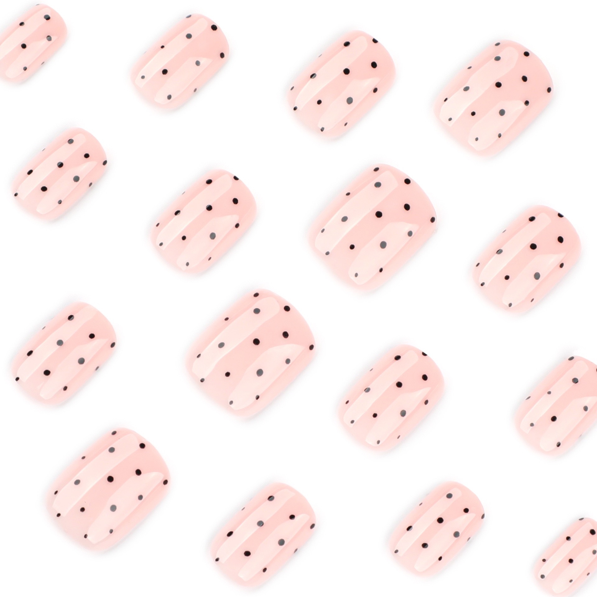 Black Polka Dot Short Nails
