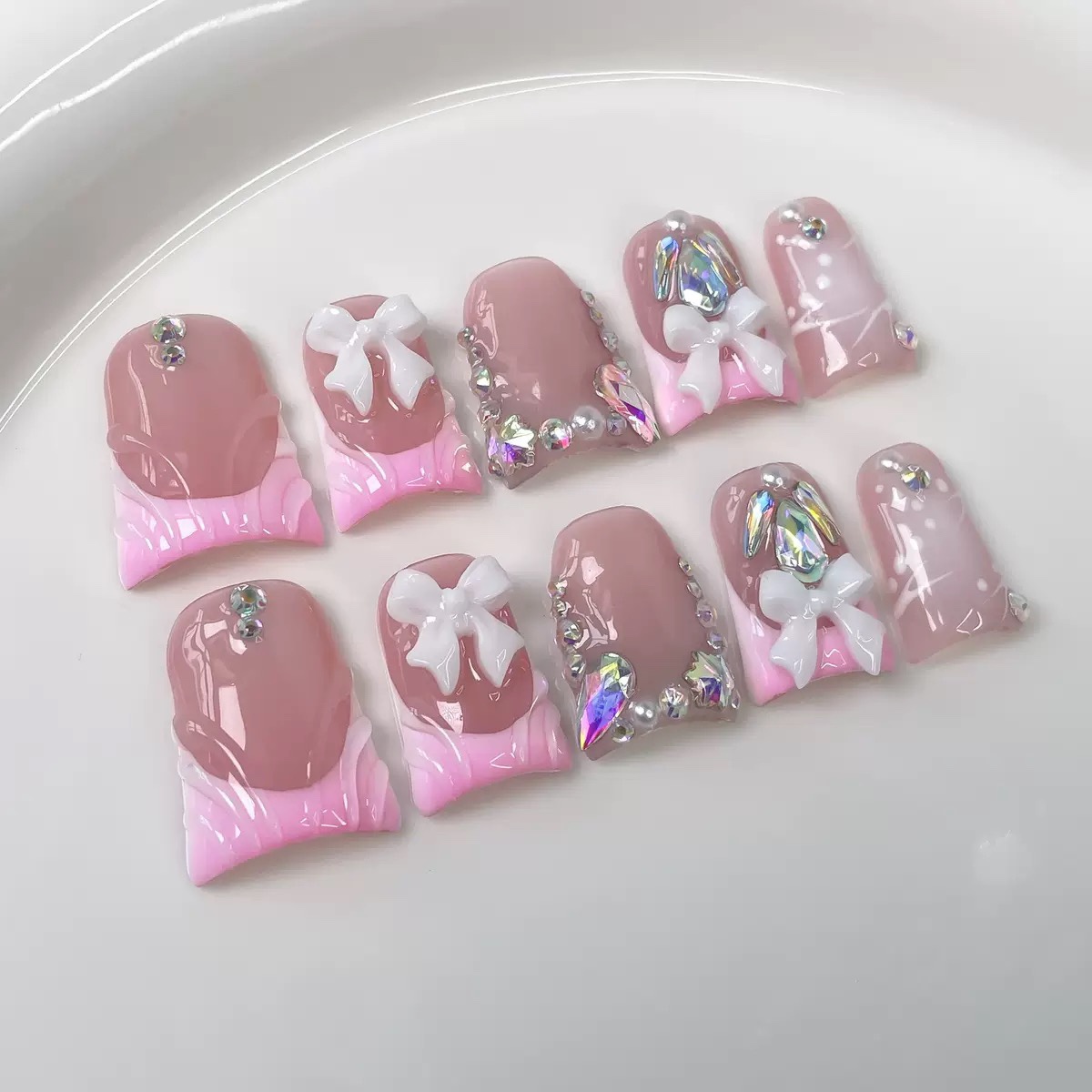 Pinky Duck Shape Handmade Nails