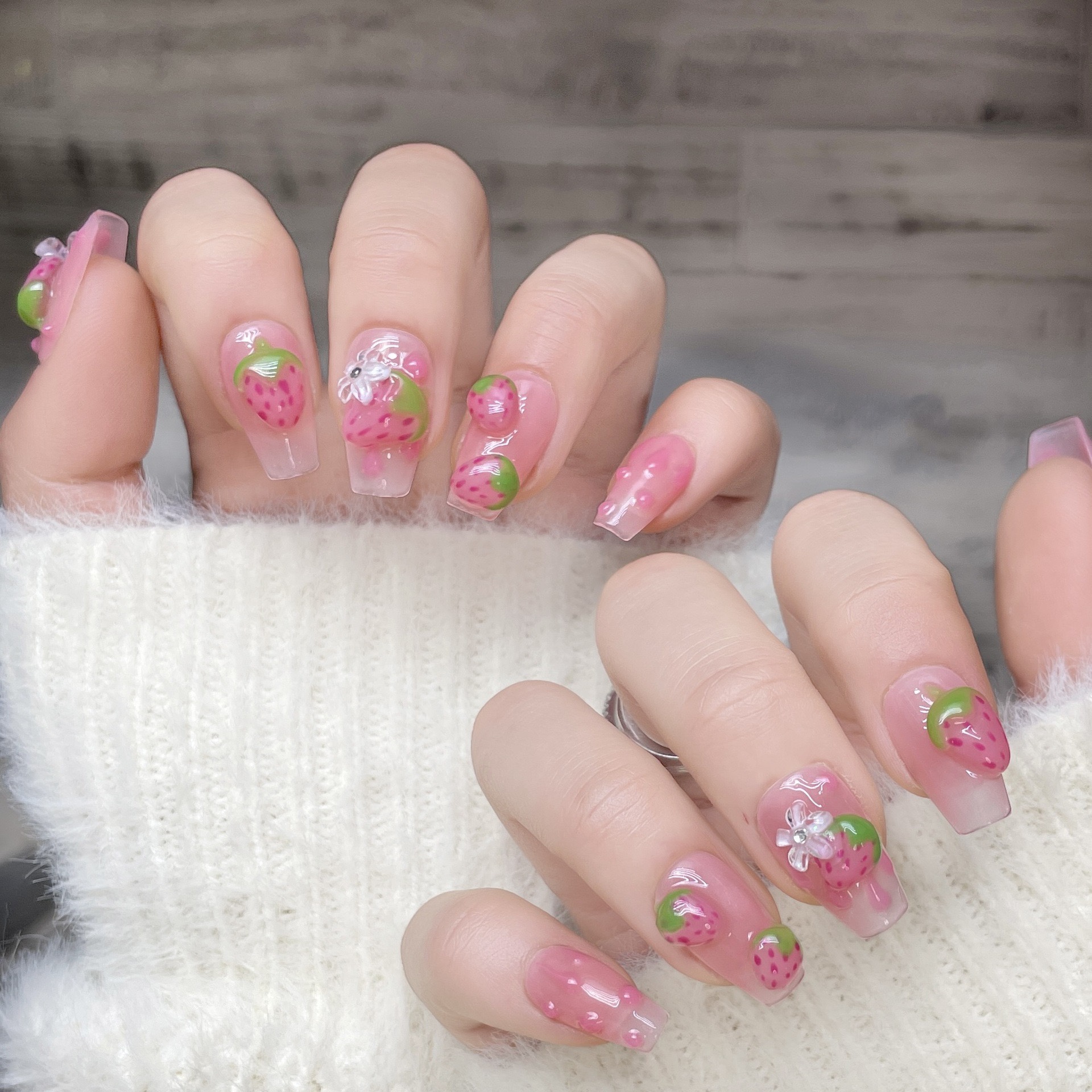 Strawberry Candy Handmade Nails