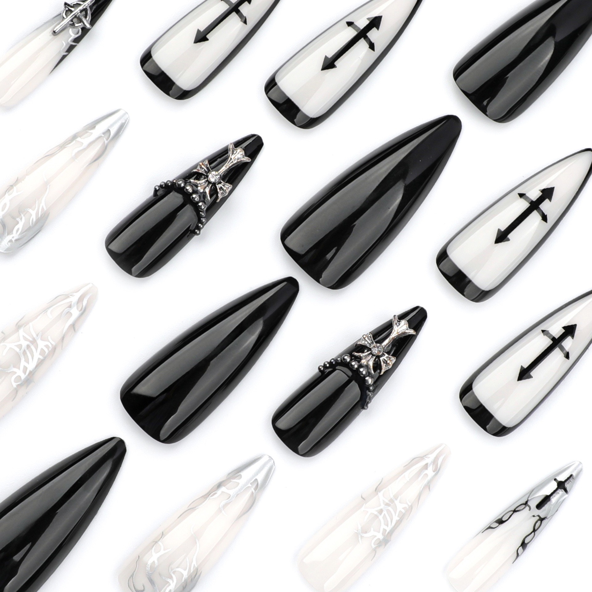 Gothic Cross Long Nails