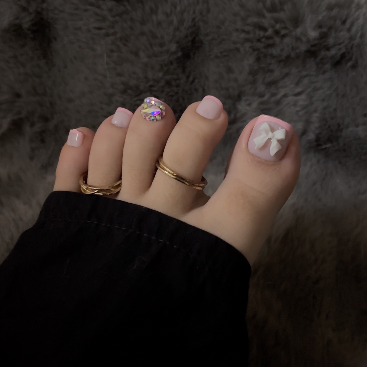 Pink French Tips Toe Nails