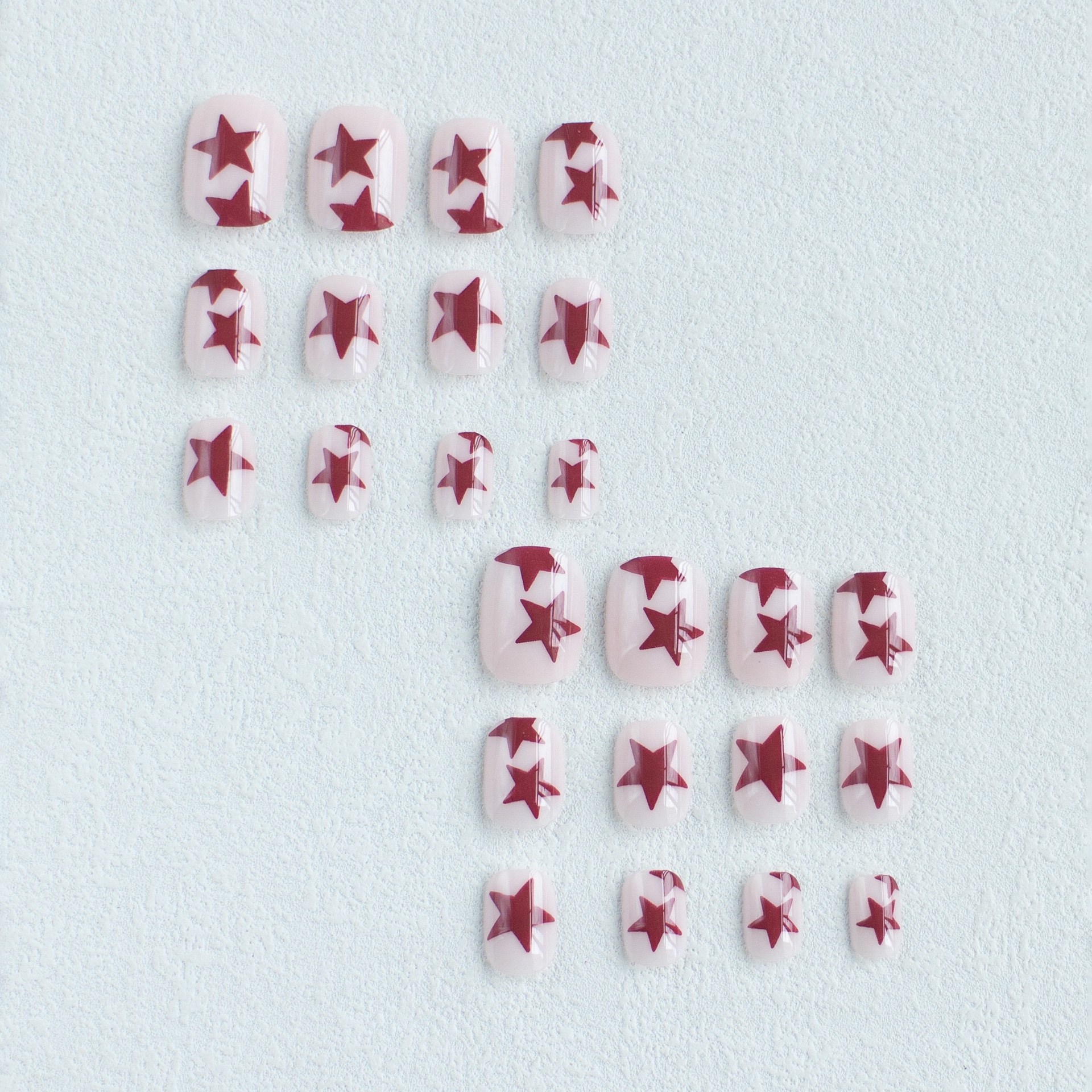 Wine Red Star Short nails