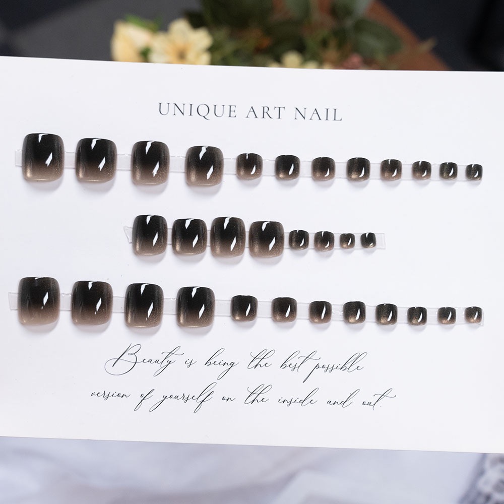 Ombré Black Cat Eyes Toe Nails 32pcs