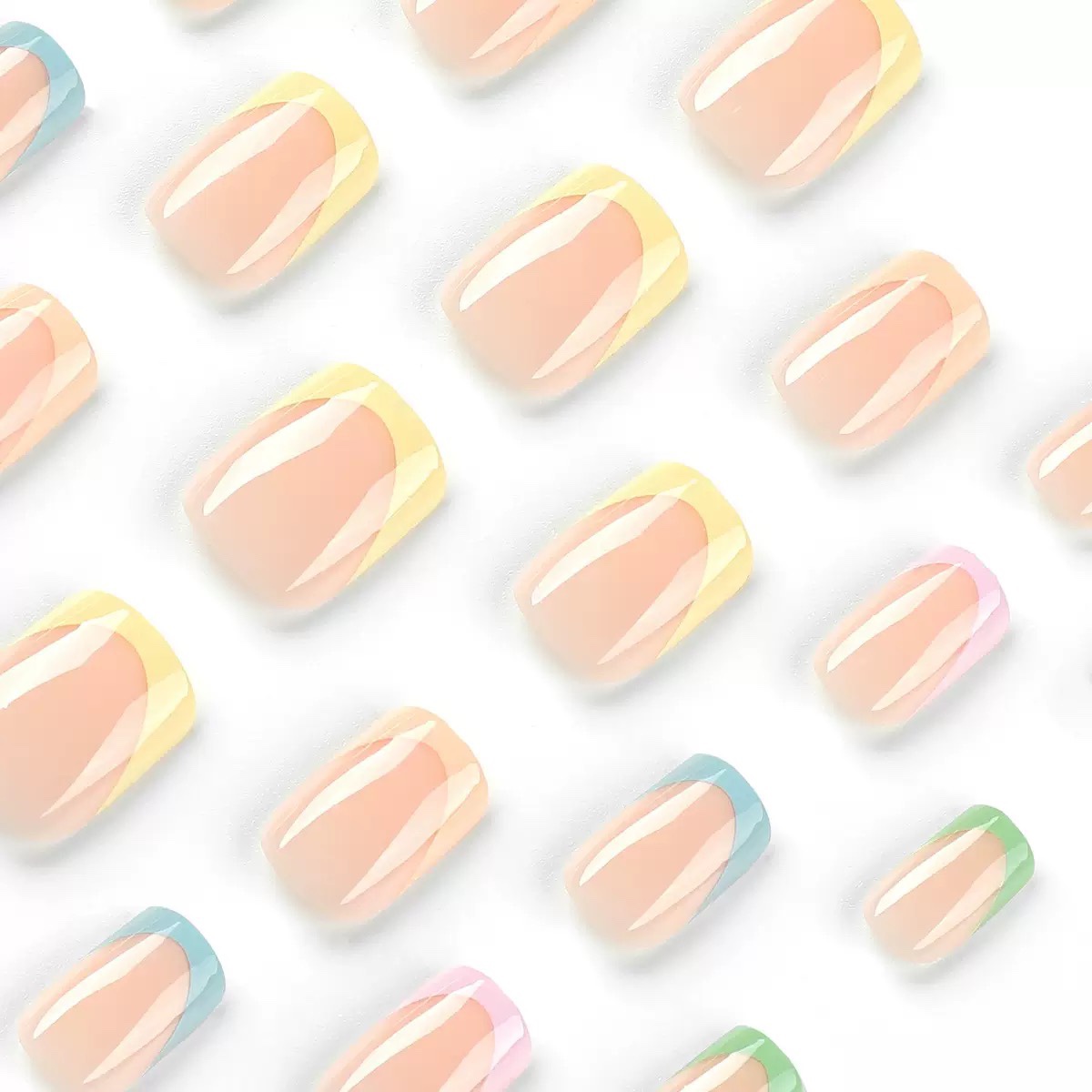S82 Summer colored square short nails