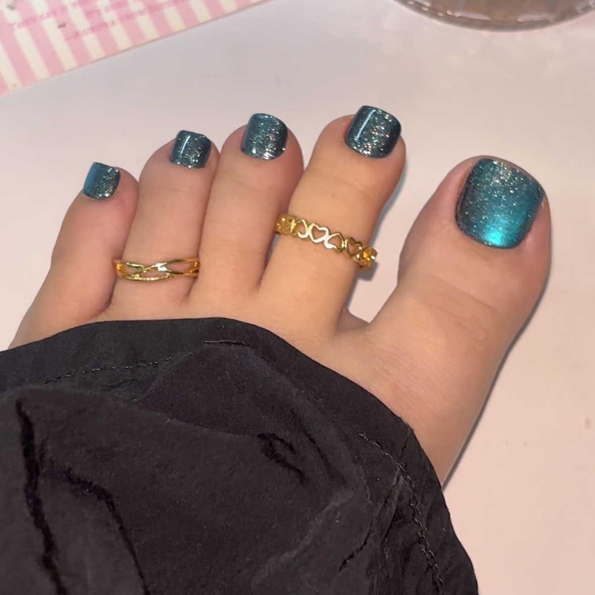 Blue Galaxy Press On Toenails 42pcs