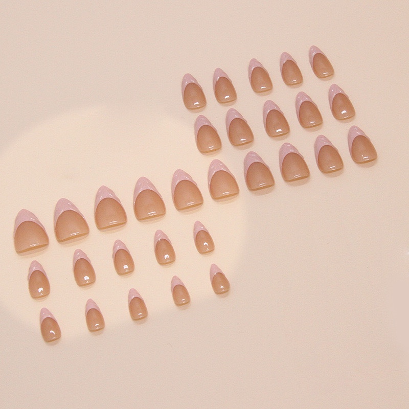3D Pink French Medium Nails