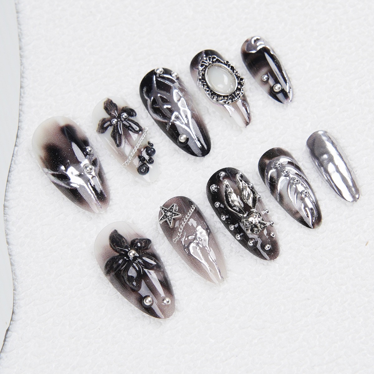 Gothic Black Medium Nails