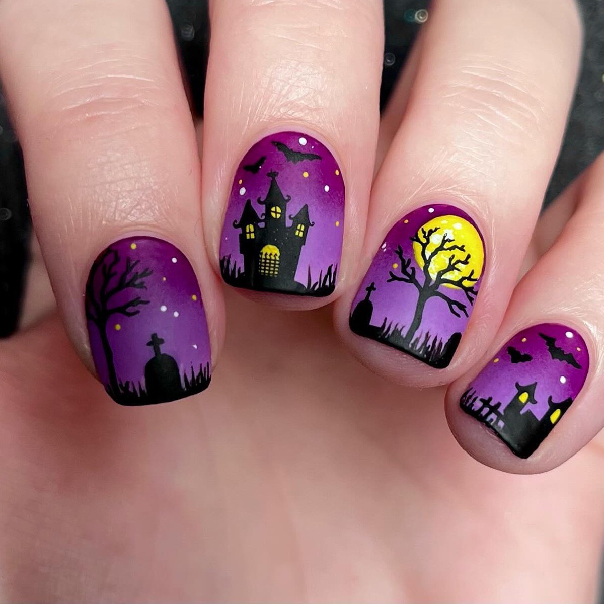 Haunted House Halloween Nails