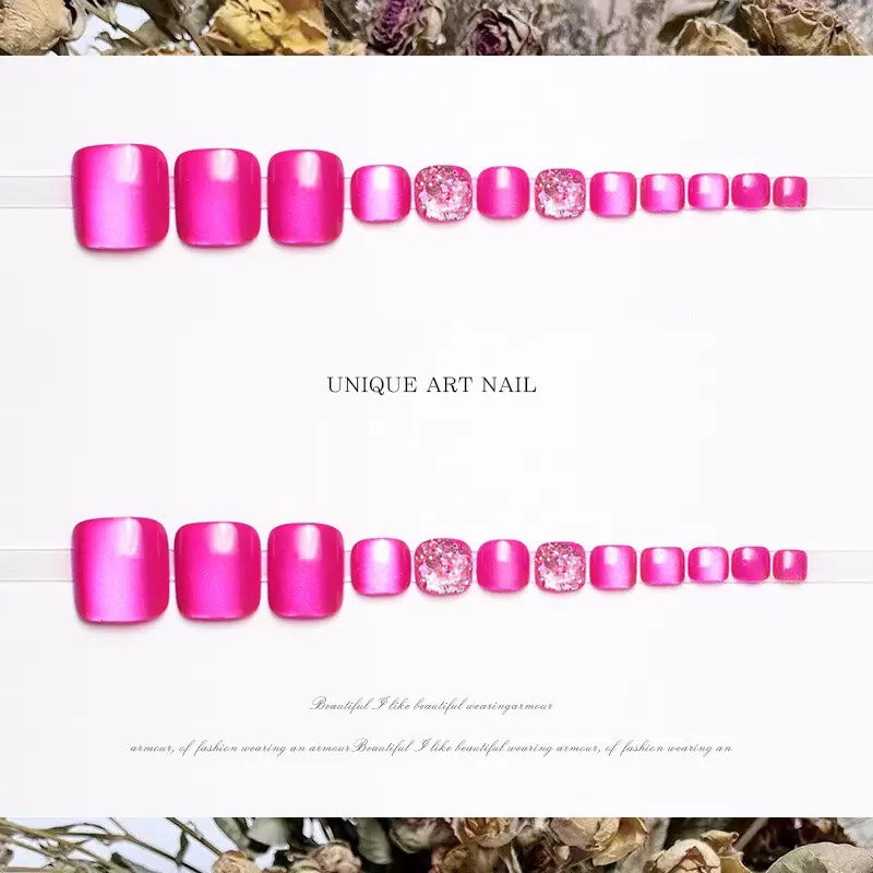 Hot Pink Press On Toenails