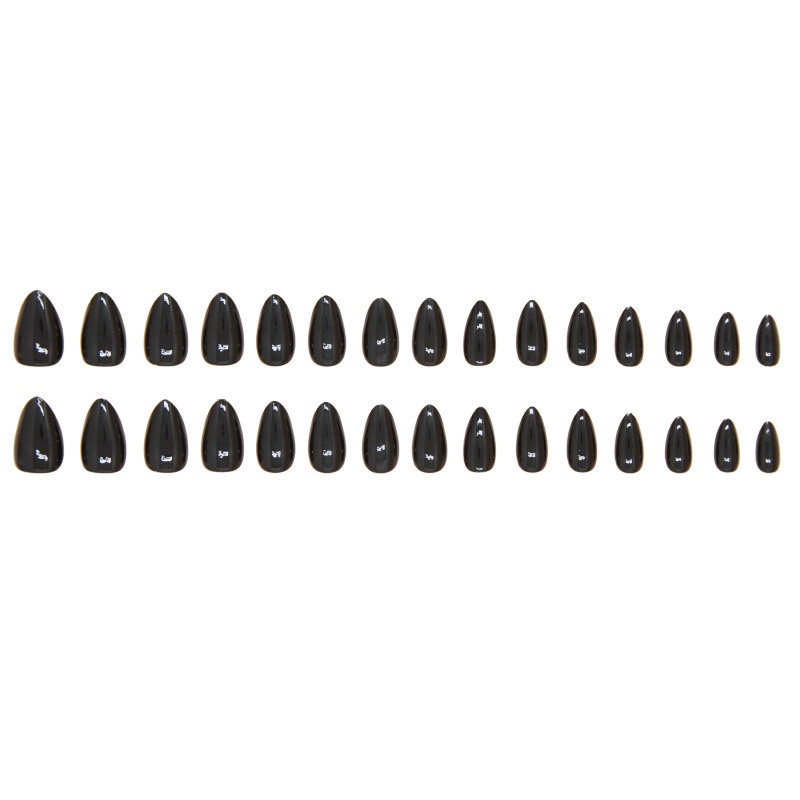 All Black Almond Medium Nails