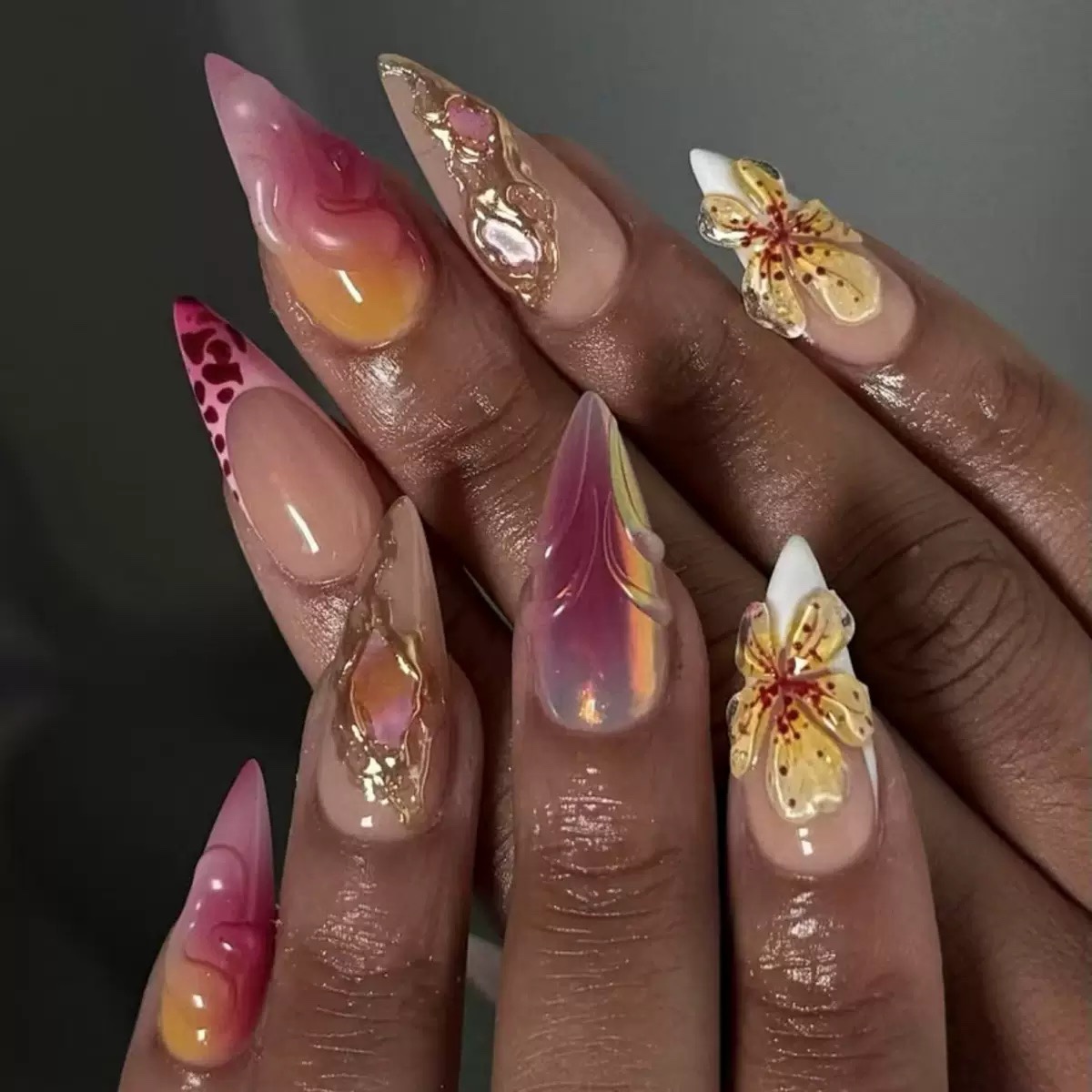 3D Leopard Print Lady Medium Nails