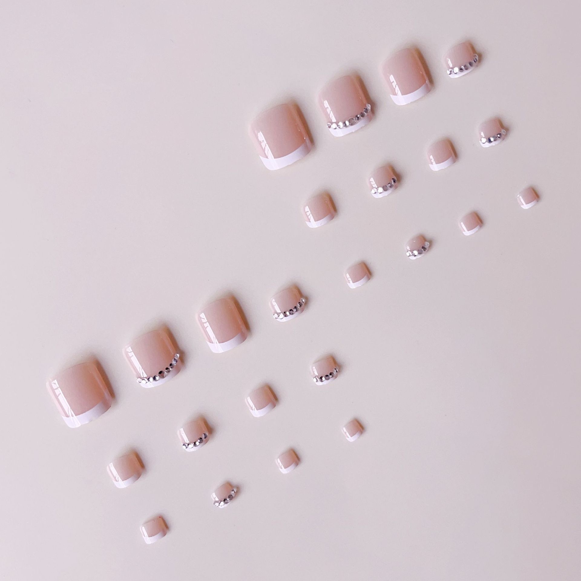 Diamond French Tips Toe Nails