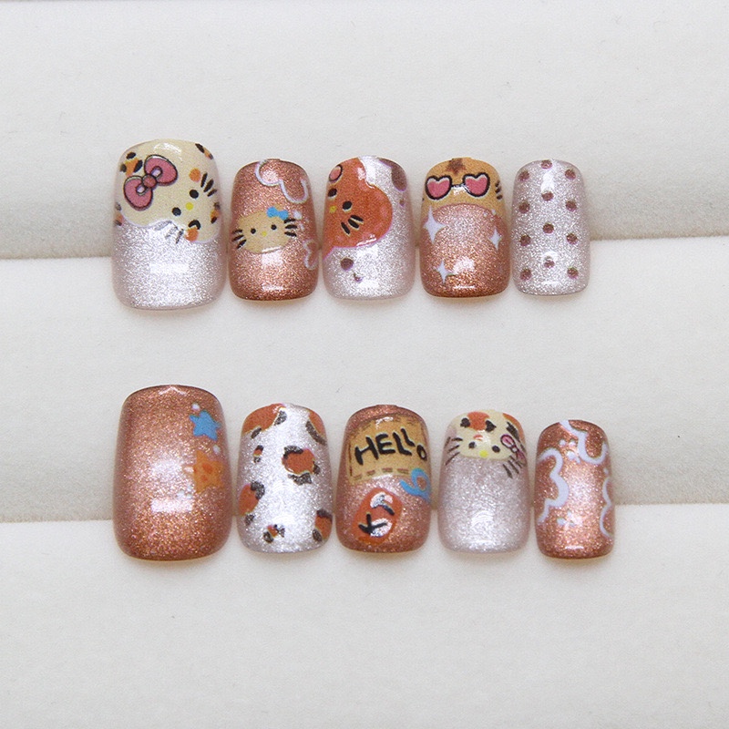 Leopard cute cat short nails