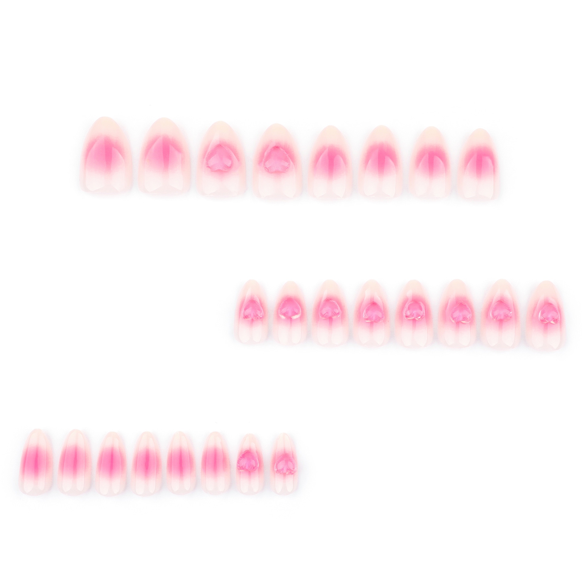 3D Pink Heart Medium Nails