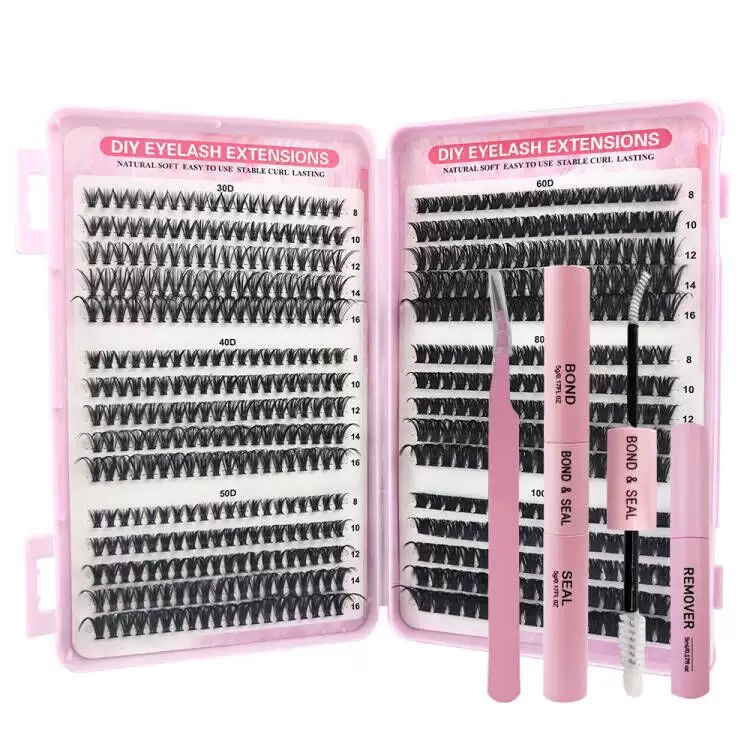 Natural eyelash book mixed with thick three- dimensional hard-stem false eyelashes