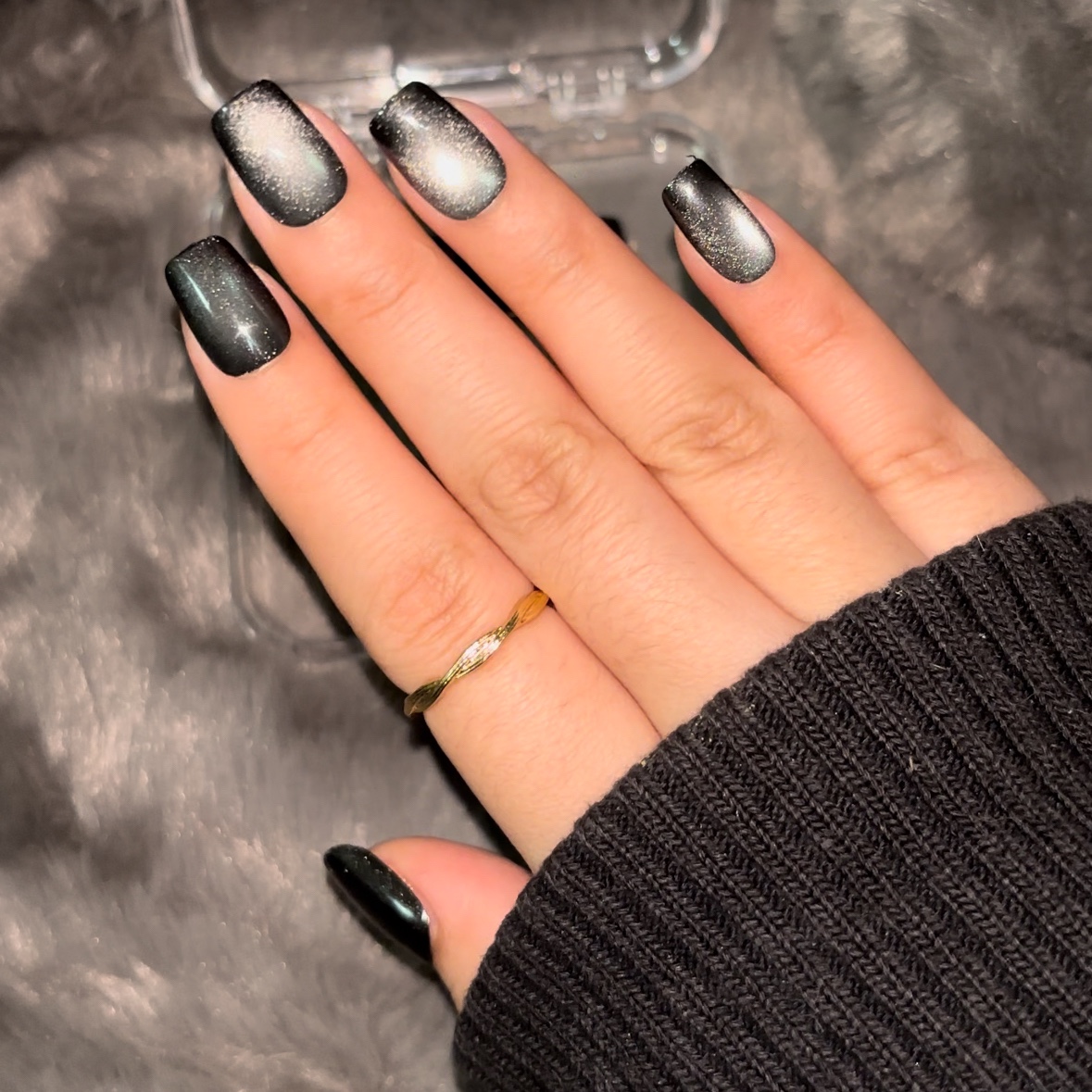 Black Cat Eyes Short Nails 30Pcs