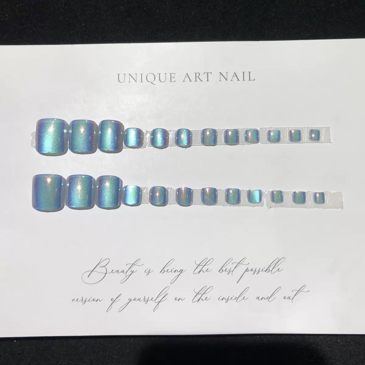 Aurora Blue Press on toenails