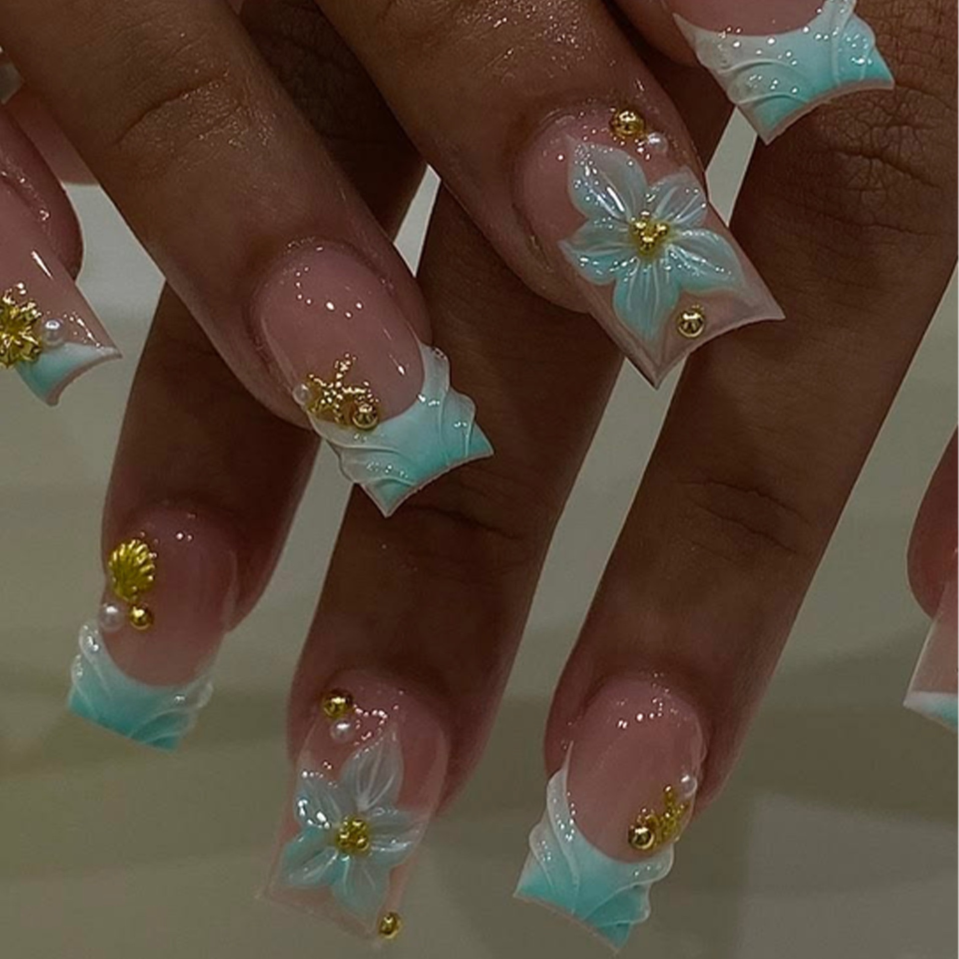 Summer Teal Medium Nails