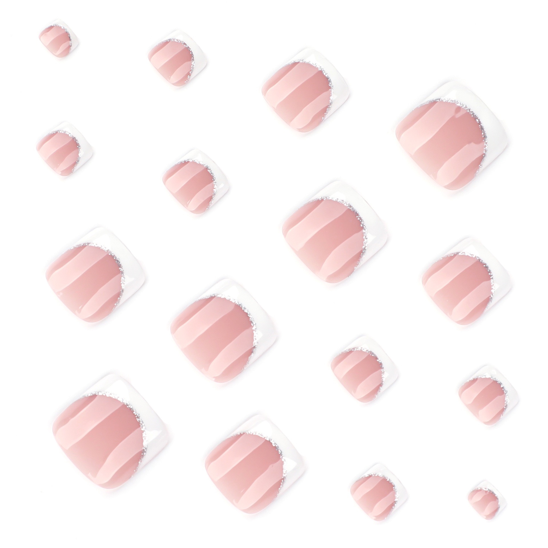 Glitters French Tips Toe Nails