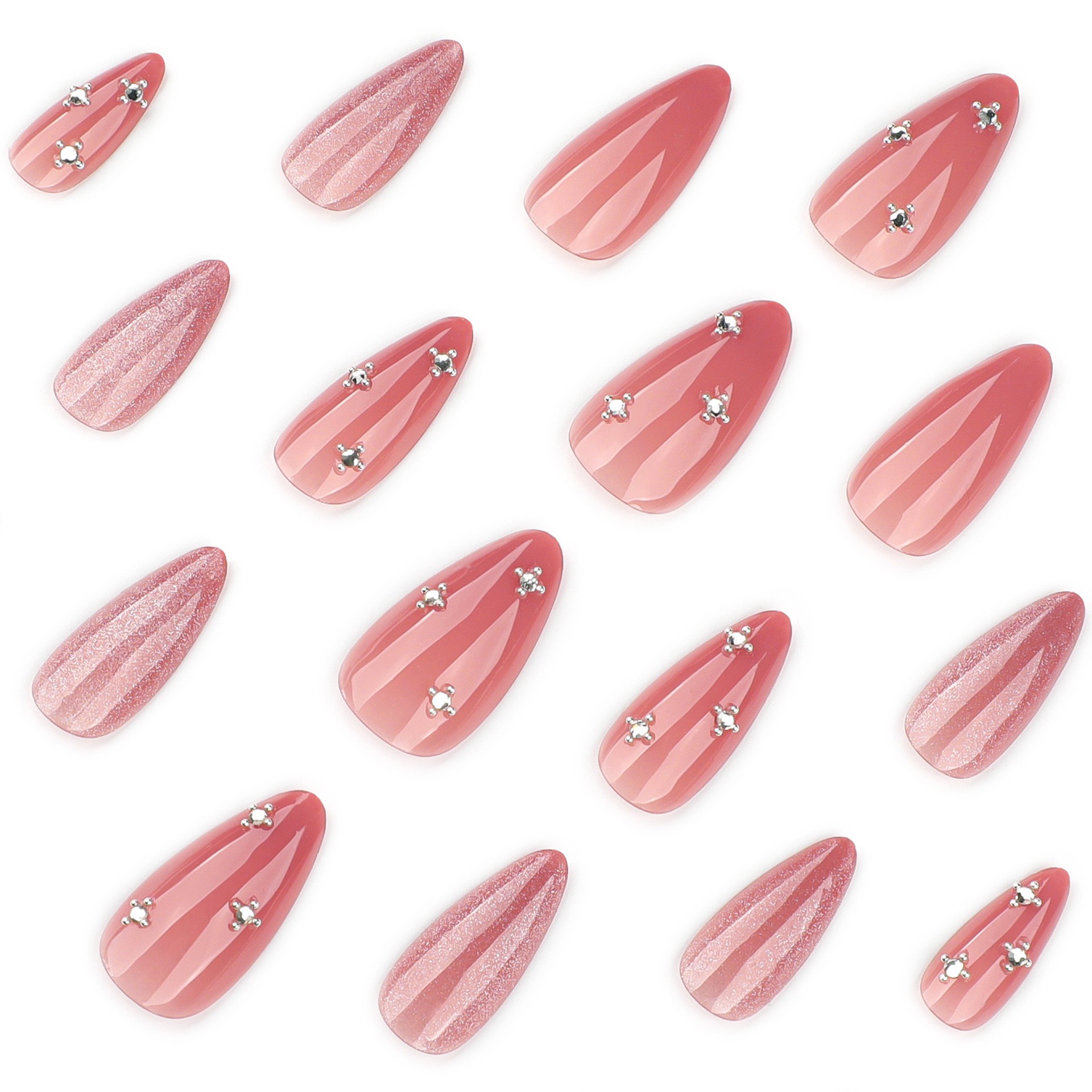 Peach Cat Eyes Medium Nails